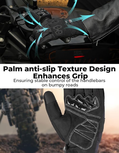 KEMIMOTO Dirt Bike Gloves - Touchscreen Silicone Protection for Men | Outdoor Sports & Racing