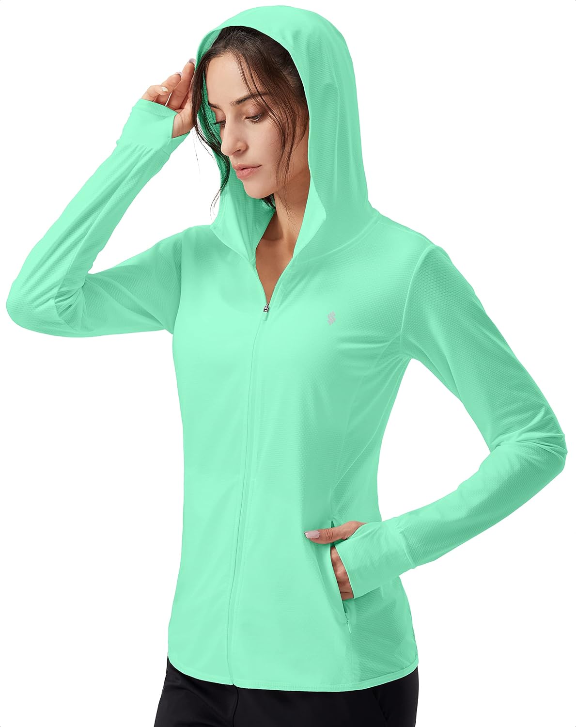 Soothfeel Women's Sun Protection Hoodie Jacket - Lightweight UPF 50+ Long Sleeve with Pocket for Outdoor Activities