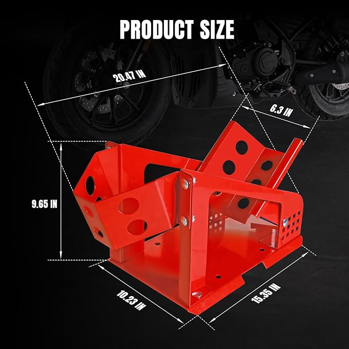 Jack Boss Motorcycle Wheel Chock, Motorcycle Stand Up to 1800 Lbs, Wide Range Less Than 6 Inch, 12 Holes Support Adjustable Front Tire Stand Chocks for Most Motorcycle