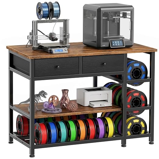 3D Printer Stand with Storage, 3-Tier Heavy Duty 3 D Printer Table Shelf with 2