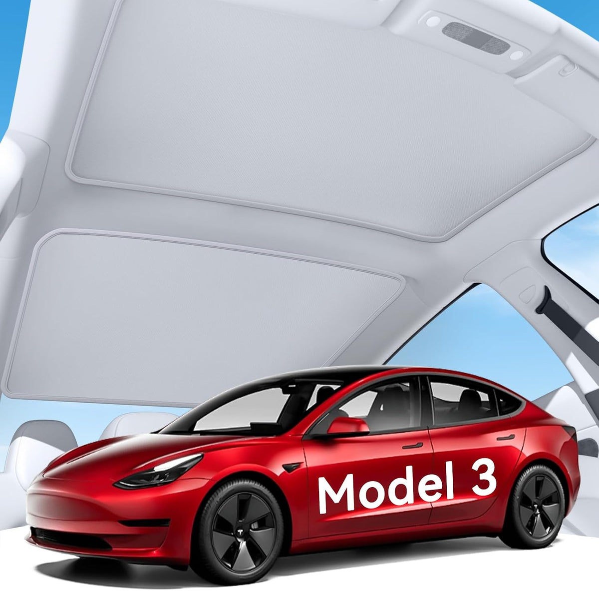 2026 Upgrade Sunshade Roof for Tesla Model Y Juniper, [Graphene Infused Fabric & UPF 50+ & No-Sag] 1:1 Fit Heat Insulation Sunroof Cover for Tesla Model Y Accessories 2025 2026, Black, 2PCS