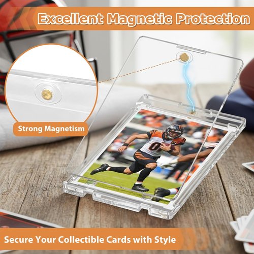 75PT Magnetic Card Holder - 18ct U-V Protection Sleeves for Trading Cards | Thick Hard Plastic Case
