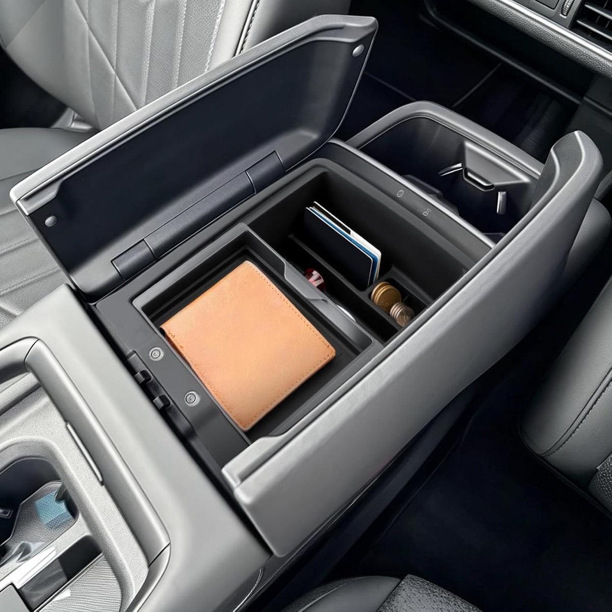 Double Layer, 2027 Telluride Center Console Organizer for Kia Telluride (SX Prestige, X-Line SX Prestige, X-Pro SX Prestige),Durable ABS&Anti-Slip Rubber Console Tray 2027 Telluride Accessories