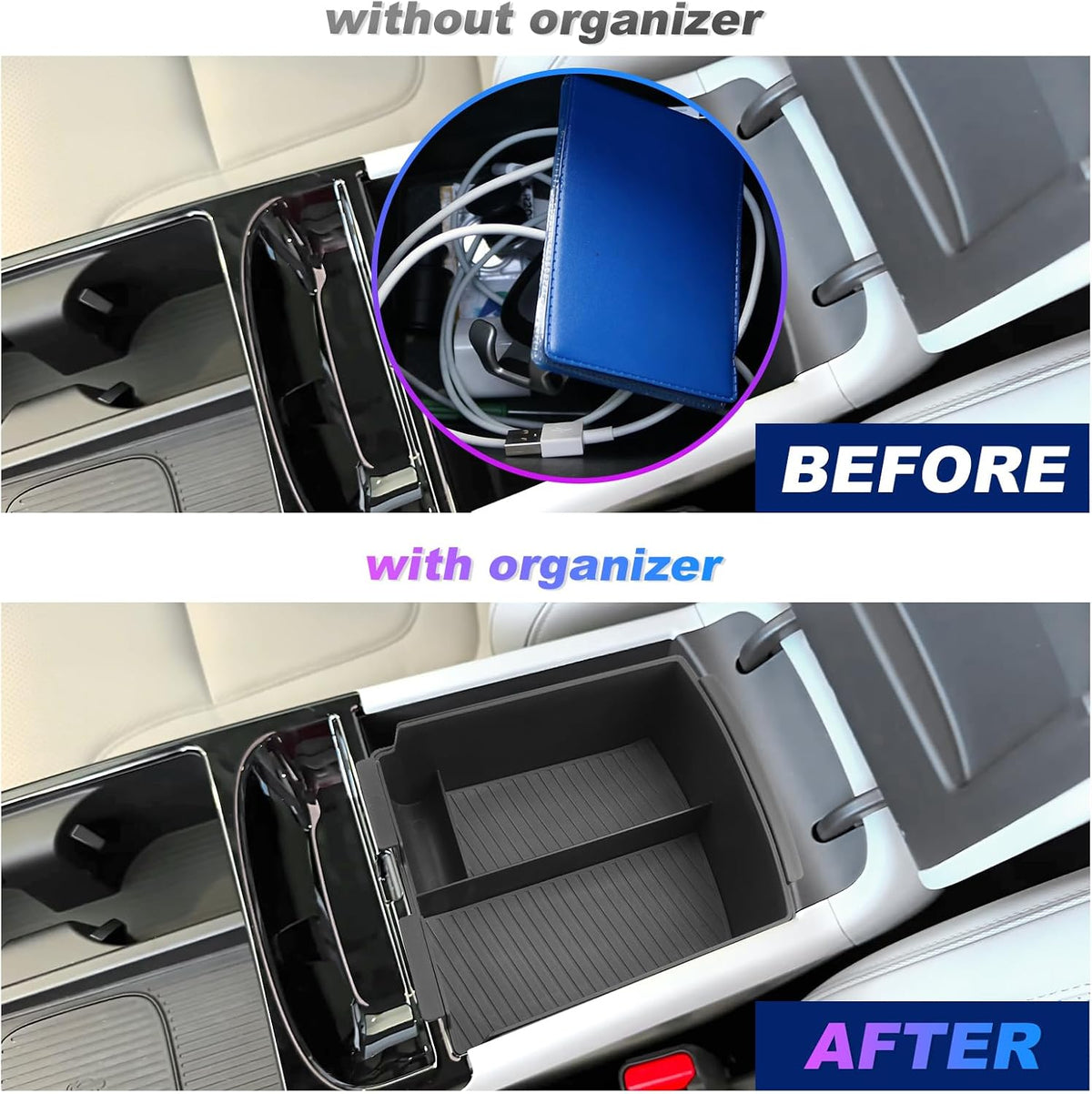 SXCY 2PCS for 2025 2026 Hyundai Tucson Center Console Organizer 2-Layer