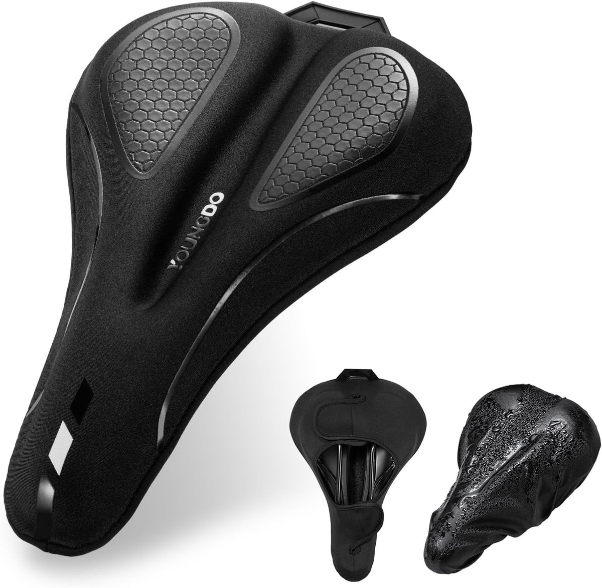 YOUNGDO Gel Bike Seat Cushion - Waterproof Cover, Shock Absorbing Pad for Peloton, BMX, MTB & Road