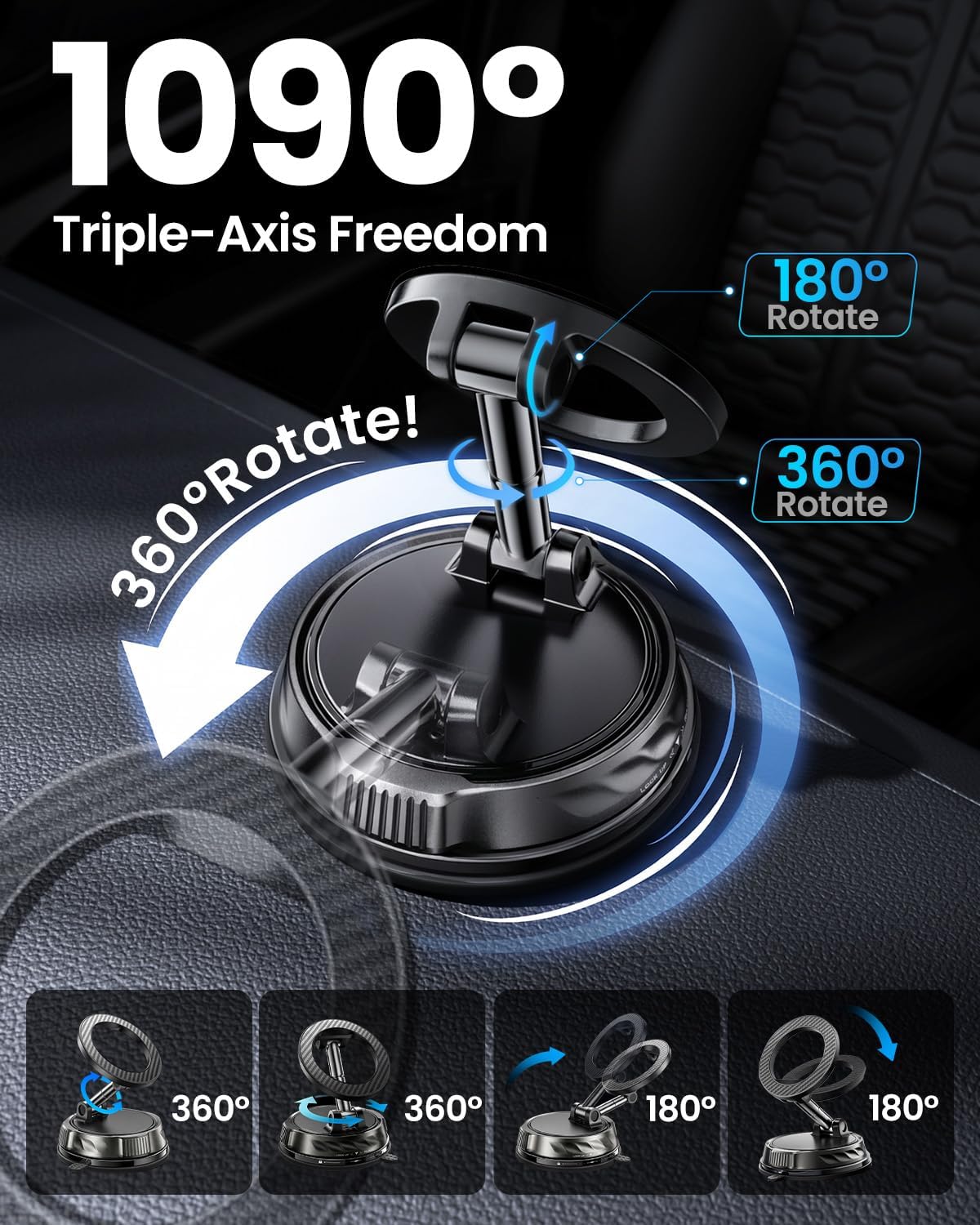 for MagSafe Car Mount [3000gf Strong Magnet & 108+LBS Suction]