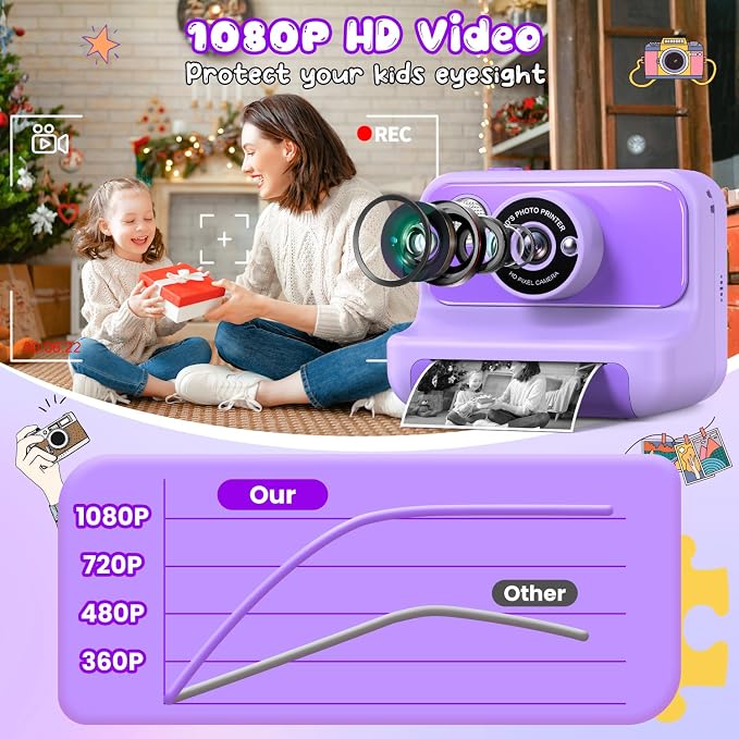Kids Camera Instant Print, Christmas Birthday Gifts
