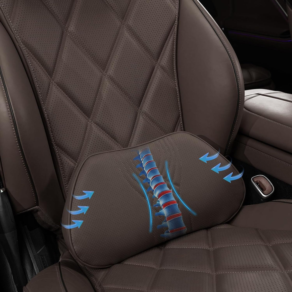 Lumbar Support Pillow for Car,Memory Foam Car Seat Back Support Pillow for Driving Ergonomic Back Cushion for Pain Relief & Sciatica Back Support for Office Chair