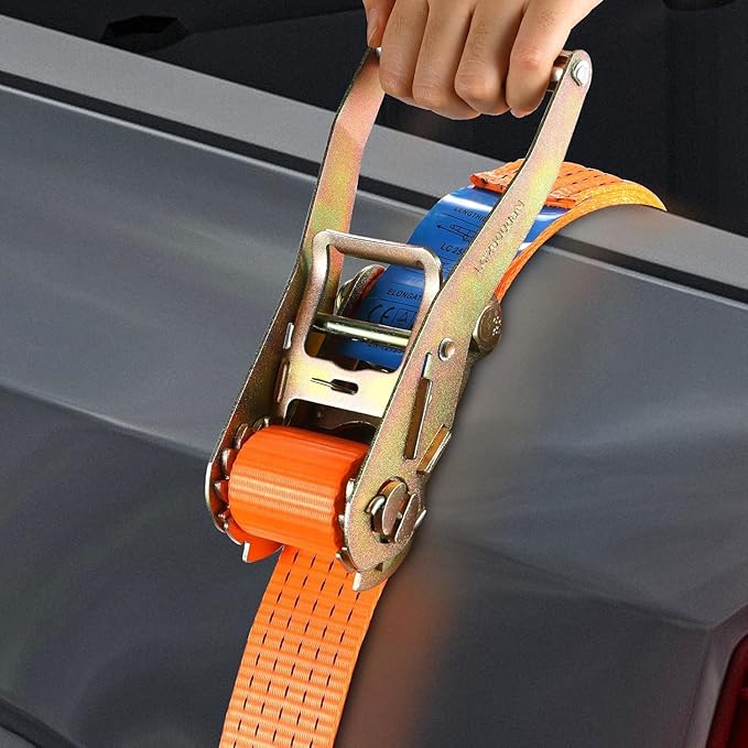TLGREEN 4 Pack 2 in x 27 FT Double J Hook Ratchet Straps (11,000 lbs Break Strength), Heavy Duty Tie Down Straps for Trucks(Orange)