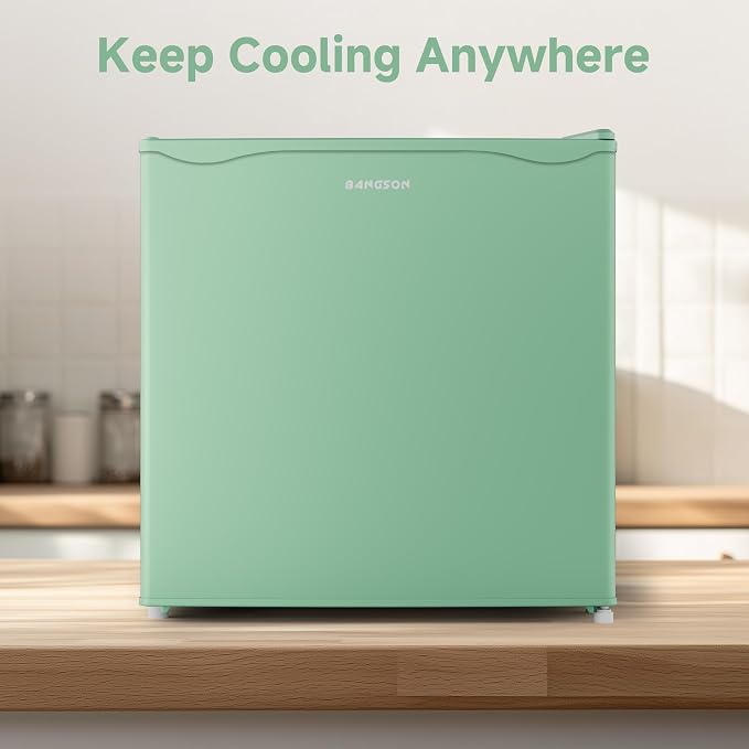 1.7 Cu.Ft Mini Fridge with Freezer for Dorm Office,Green | Compact Refrigerator Office, Energy Saving Small Fridge Reversible Single Door, Low Noise for Bedroom Small Apartment