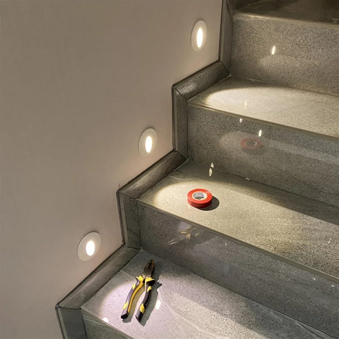 Wall Sconce Lamps Embedded with Mounting Box Round Nightlight for Stair Step Corridor Balcony Luminaire AC85-265V/DC12V(Warm(2700-3500K),3W 12V-24V)