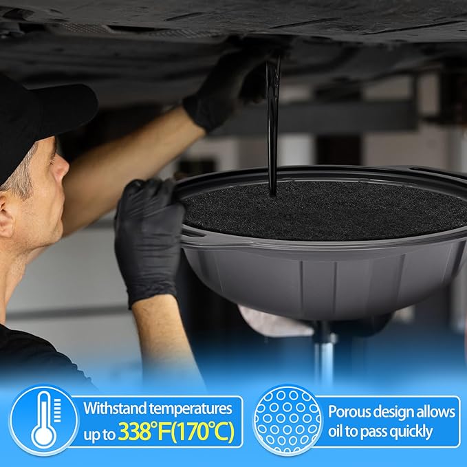 Bigmeta Round Splash Pad for Oil Drain Pan, Fit 1.5-20 Gal Drip Catcher Pan, Heat-Resistant, No Splatter Change Mat for Car Transmission Oil Changing Drain Tray (2 Pcs)