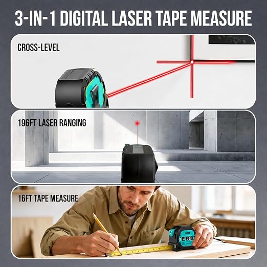 WIDX 3-in-1 Laser Tape Measure