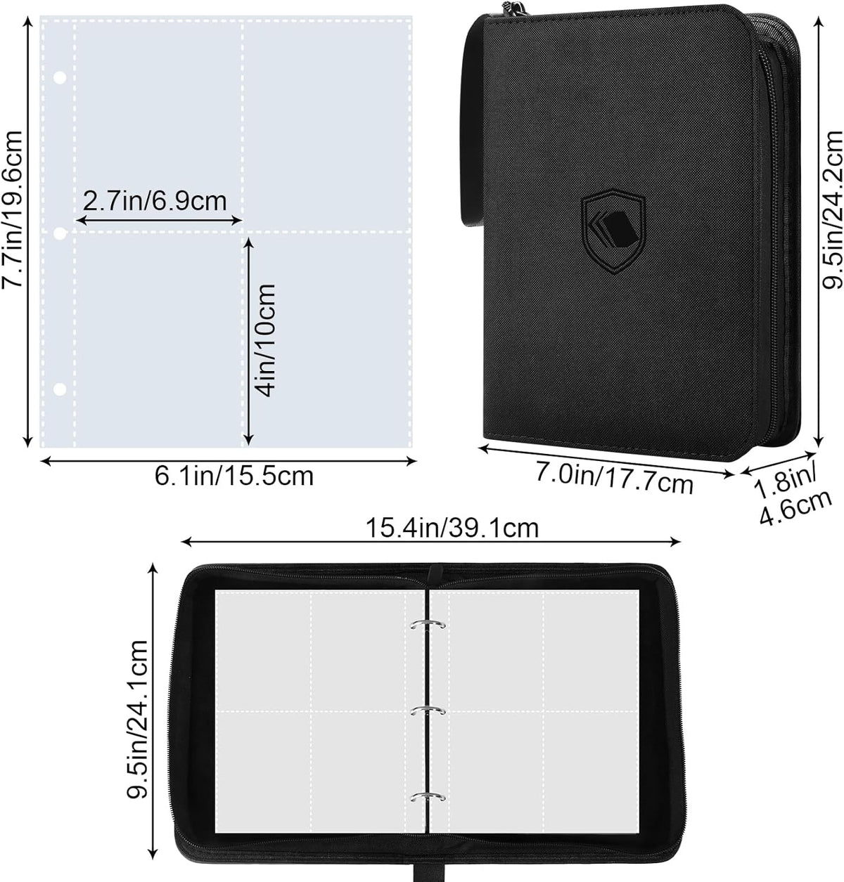 Skiennix 440 Pockets Trading Card Binder - Durable PU Cover Zipper Album for MTG, TCG & Sports Cards