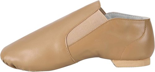 Dynadans PU Leather Jazz Shoes - Slip-On Dance Footwear with Side Elastics for Kids (Toddler to Big Kid)