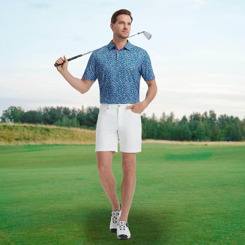 M MAELREG Men's Golf Shirt - Short Sleeve Dry Fit Polo with Moisture-Wicking Performance Patterns