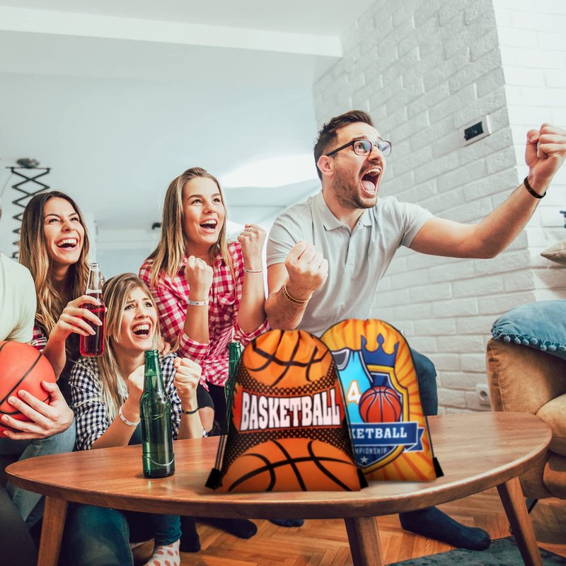 Talltalk 48 Pcs Basketball Team Gifts Sets Basketball Party Favors Toy 16 Drawstring Backpack Goodie Bag Snack Candy Gift Bag 16 Silicone Wristband 16 Keychain for Sports Birthday Party Supplies Decor