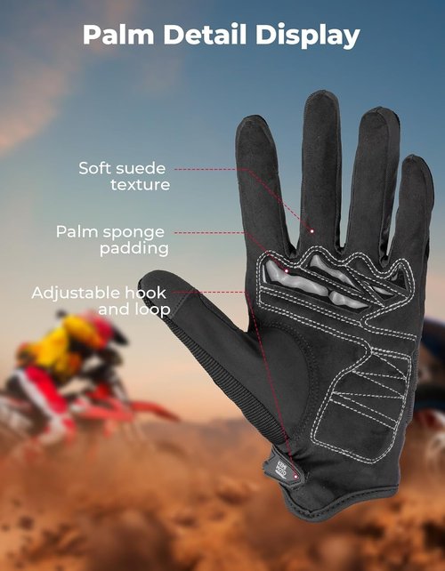 KEMIMOTO Dirt Bike Gloves - Touchscreen Silicone Protection for Men | Outdoor Sports & Racing