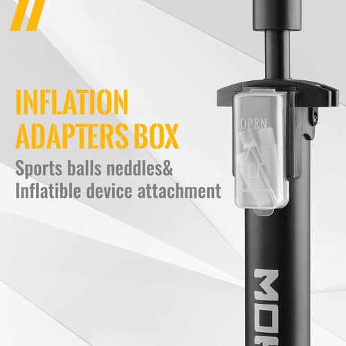 MOHEGIA Bike Floor Pump - High Pressure 160 PSI with Gauge | Fits Schrader & Presta Valves, Includes Ball Pump Needles