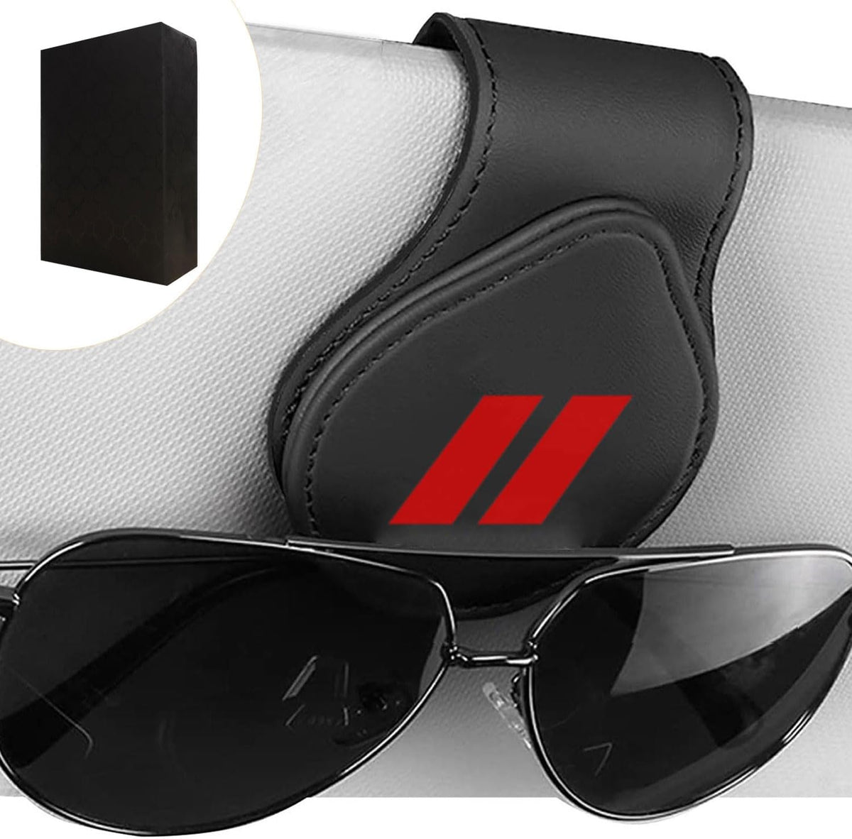 Sunglasses Holder Suit for Dodge Challenger Charger SRT RAM Car Sun Visor Magnetic Leather Glasses Sunglass Clip Eyeglasses Mount Car Accessories for Dodge Owners