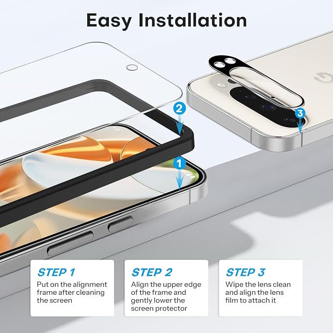 OMOTON for Google Pixel 9 Pro Screen Protector 6.3 inches, 3 Pack Tempered