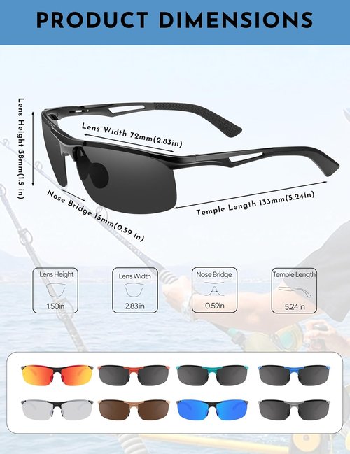 BIRCEN Polarized Sunglasses - Lightweight Anti-Glare Metal Wraparound | UV Protection for Men
