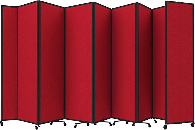 Versare Room Divider 360 Portable Wall Partition | Folding Panels | Large Freestanding Divider | Locking Wheels | Temporary Room Separator