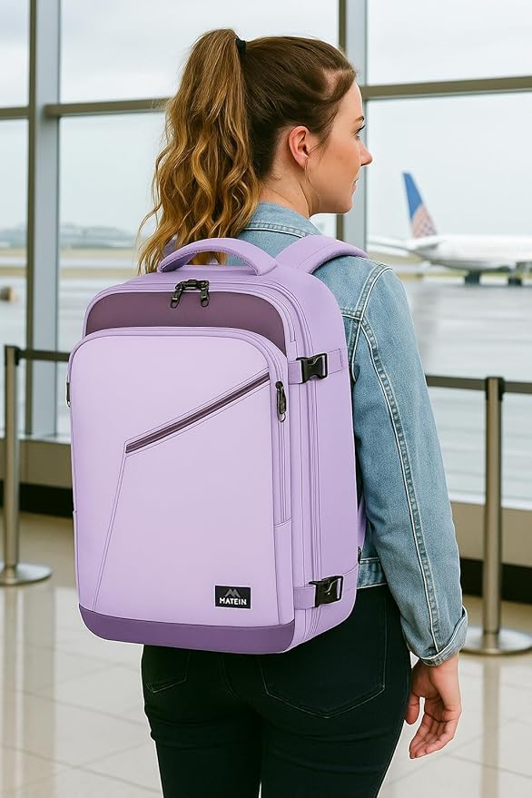 MATEIN Purple Travel Backpack, Large Capacity Carry on Backpack