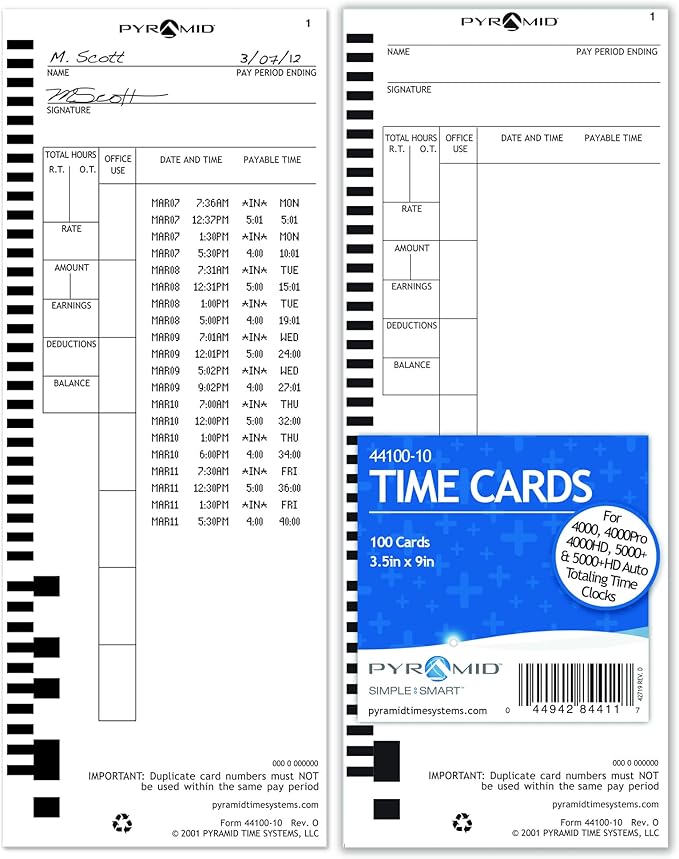 Pyramid Time Systems, 44100-10PK5, 4000ProK and 5000 Series Time Clocks from