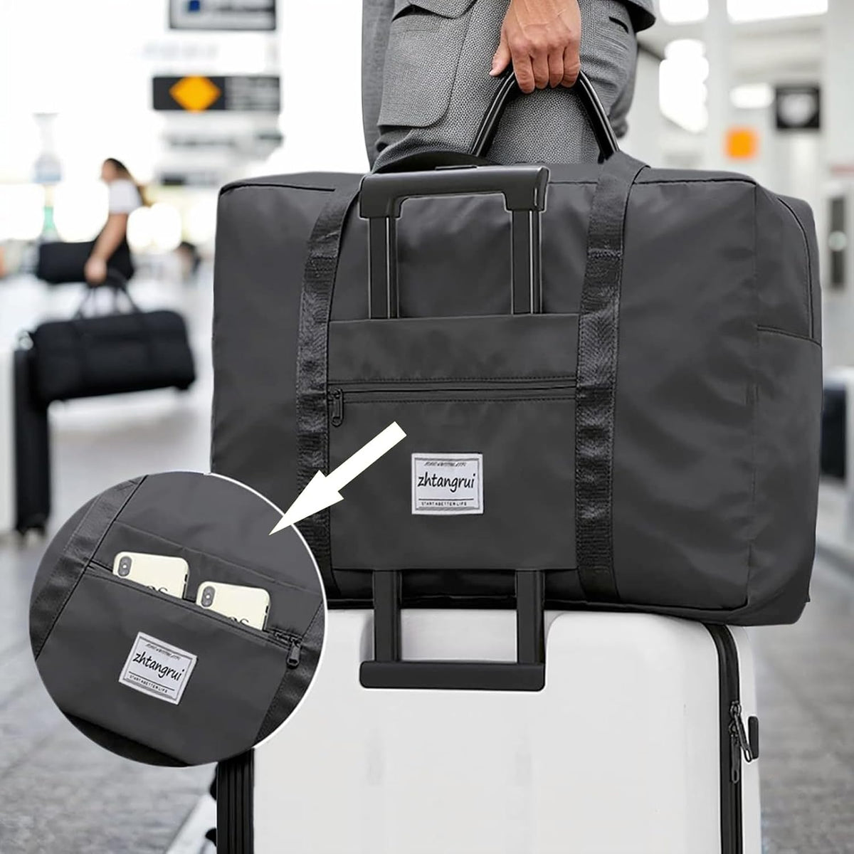Backless Booster Seat Travel Bag for Airplane, Black | Durable Car Seat Cover & Carrier, Easy Airplane Travel