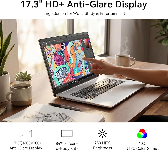 HP 17 Laptop, 17.3" HD+ Large Screen Display, Intel Core i3 8-Core Processor, 16GB RAM, 2TB PCIe NVMe SSD, Wi-Fi 6, Numeric Keypad, Copilot Key, Windows 11 Pro