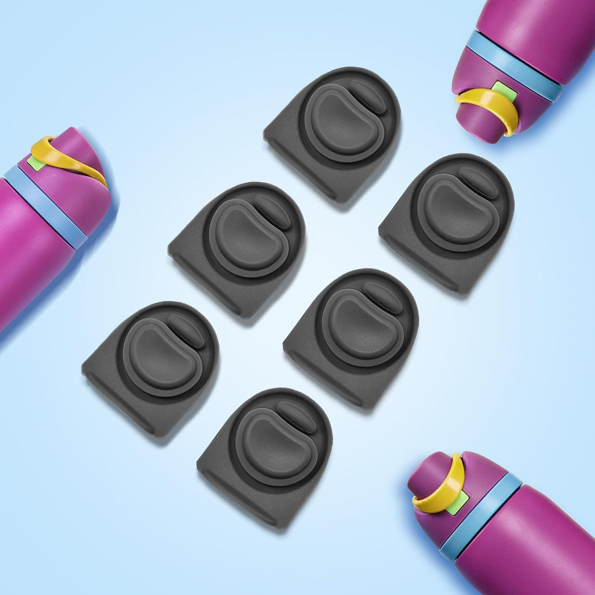 Owala 6 Pack Rubber Seal Replacement Stoppers - Compatible with 16/19/24/32/40 oz Bottles | Gray Silicone Plug Accessories