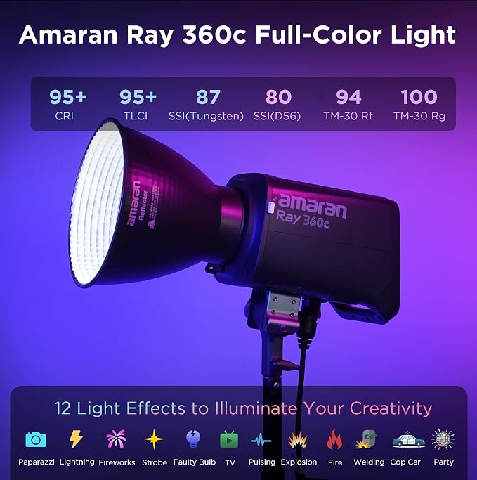 Amaran Ray 360c 360W RGBWW Full-Color LED Video Light, OmniColor Engine