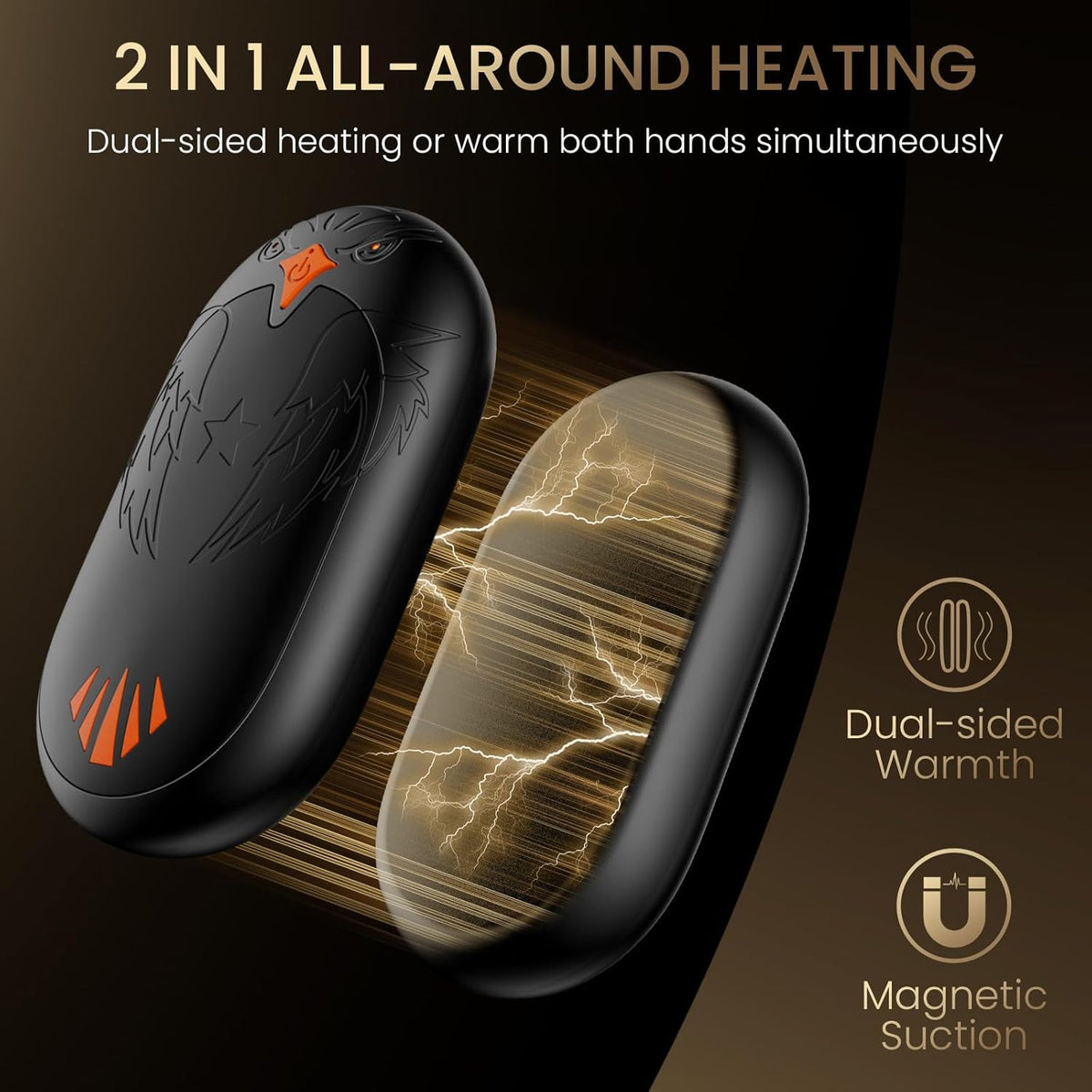 Skiennix Magnetic Hand Warmers - Rechargeable Ergonomic Electric Design | Up to 24 Hours of Warmth, Pocket Size