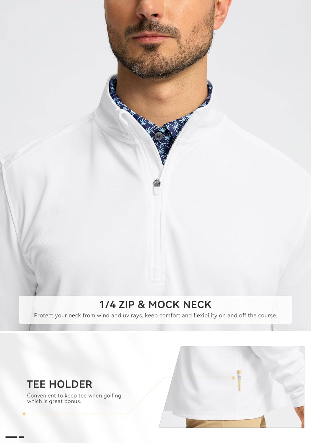 Obla Golf Quarter Zip Pullover - Lightweight Men's Mock Neck Sweatshirt with Sun Protection | Long Sleeve
