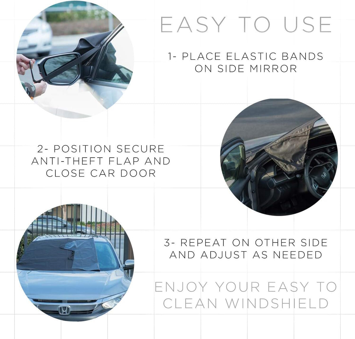 OxGord Windshield Snow Cover Ice Removal Wiper Visor Protector All Weather Winter Summer Auto Sun Shade for Cars Trucks Vans and SUVs Stop Scraping with a Brush or Shovel
