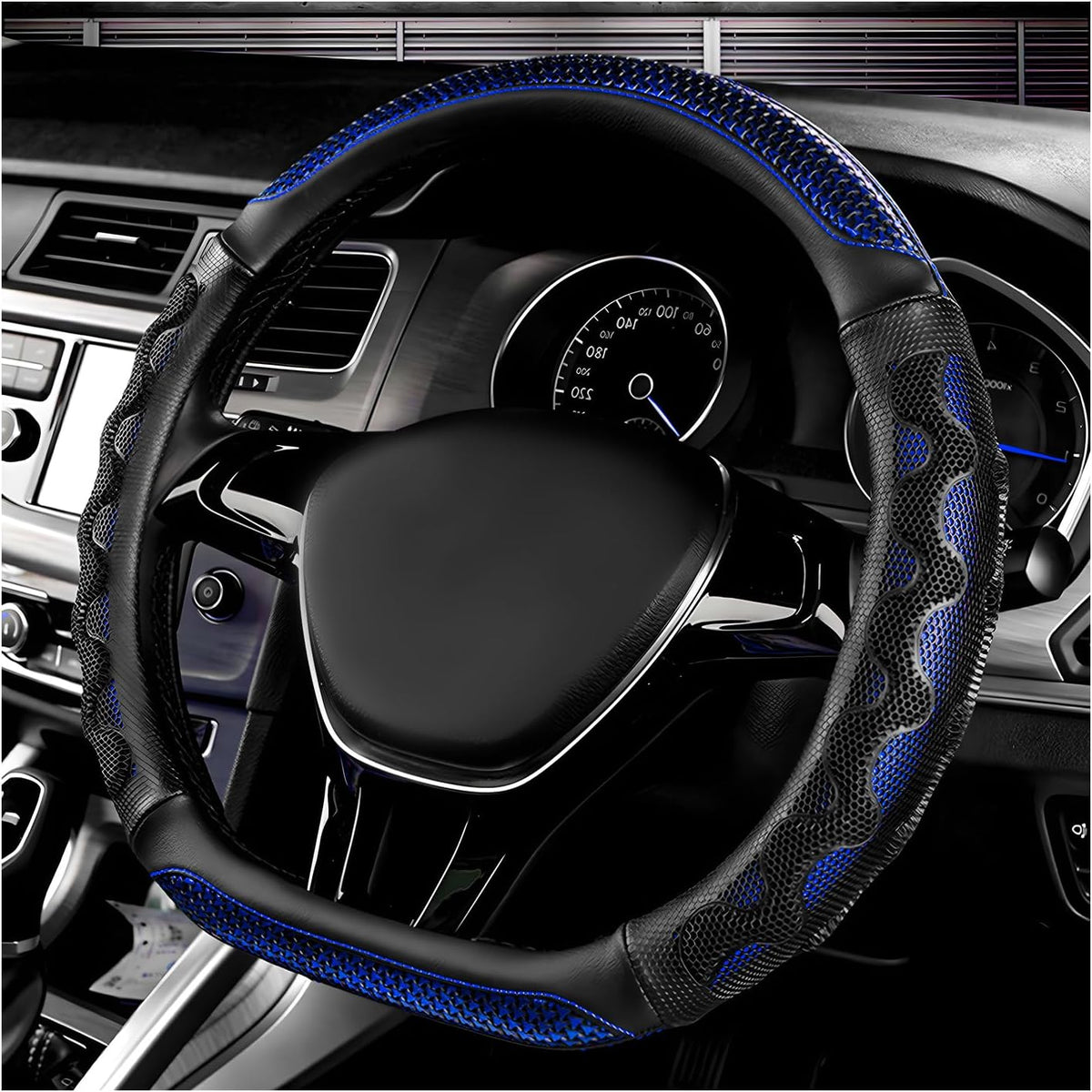 Car Steering Wheel Cover, 15 Inch Anti-Slip Steering Wheel Cover Protector with 3D Honeycomb Design, Universal Steering Wheel Covers for Cars Truck SUV, Car Accessories (Red)
