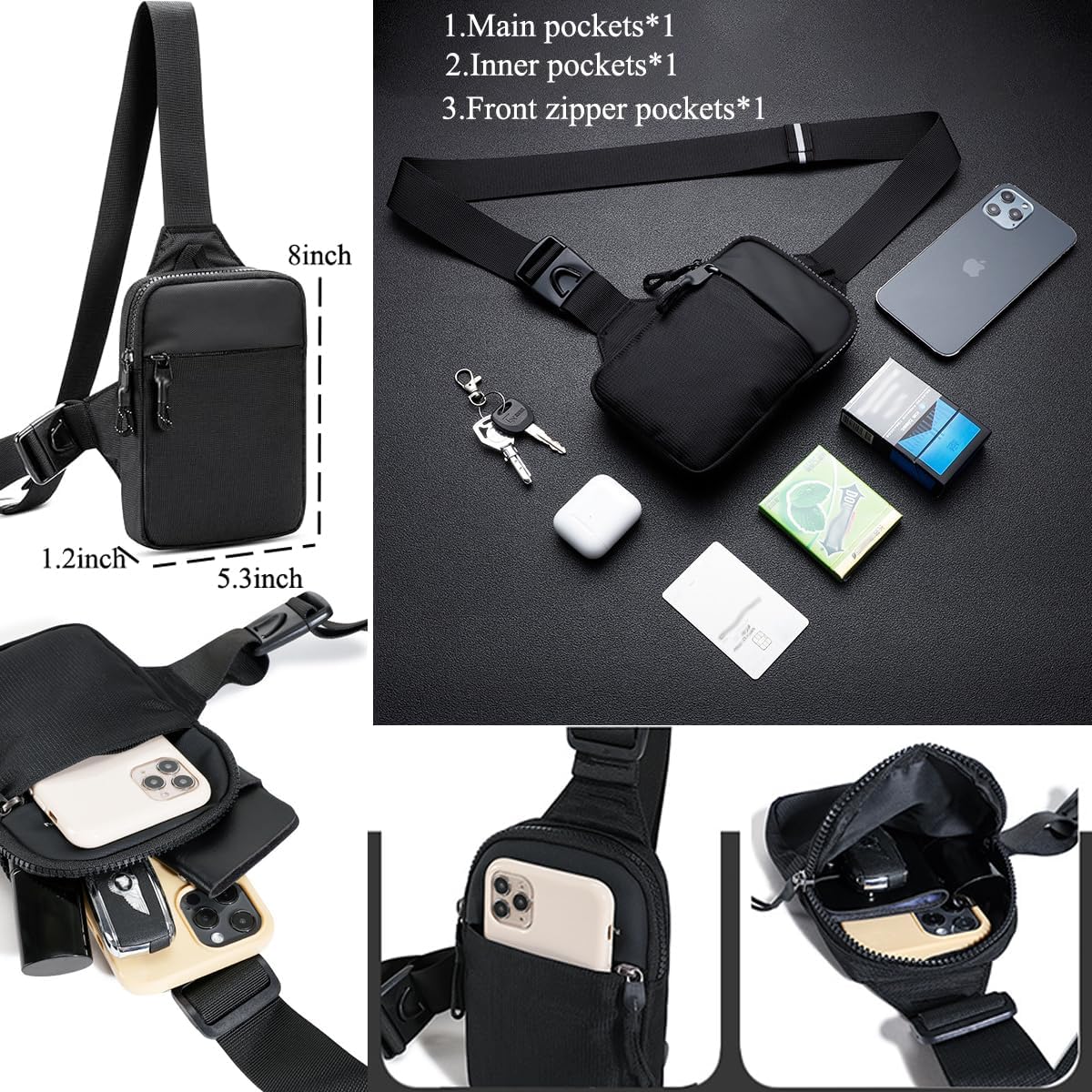 Skiennix Mini Sling Bag - Waterproof Lightweight Crossbody Chest Bag for Men | Casual Trendy Design