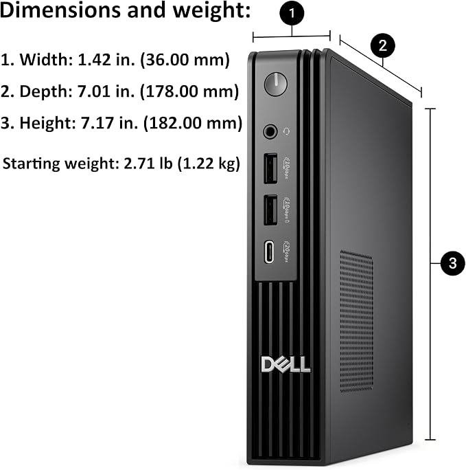 Dell 2026 Pro Plus Mini Computer: Intel Ultra 7 20-Core, 16GB RAM+1TB SSD | 3 DisplayPort, USB-C, WiFi 6, Windows 11 Pro, AI Copilot Micro Desktop Computers for Business & Professionals