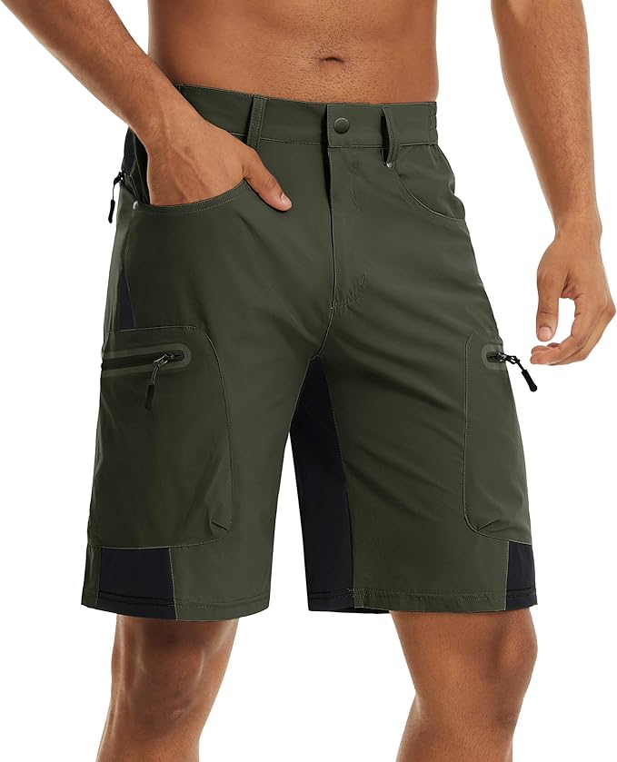 TACVASEN Men's Hiking Cargo Shorts 10" with Zipper Pockets Quick Dry Casual Stretch Golf Work Short Outdoor Summer