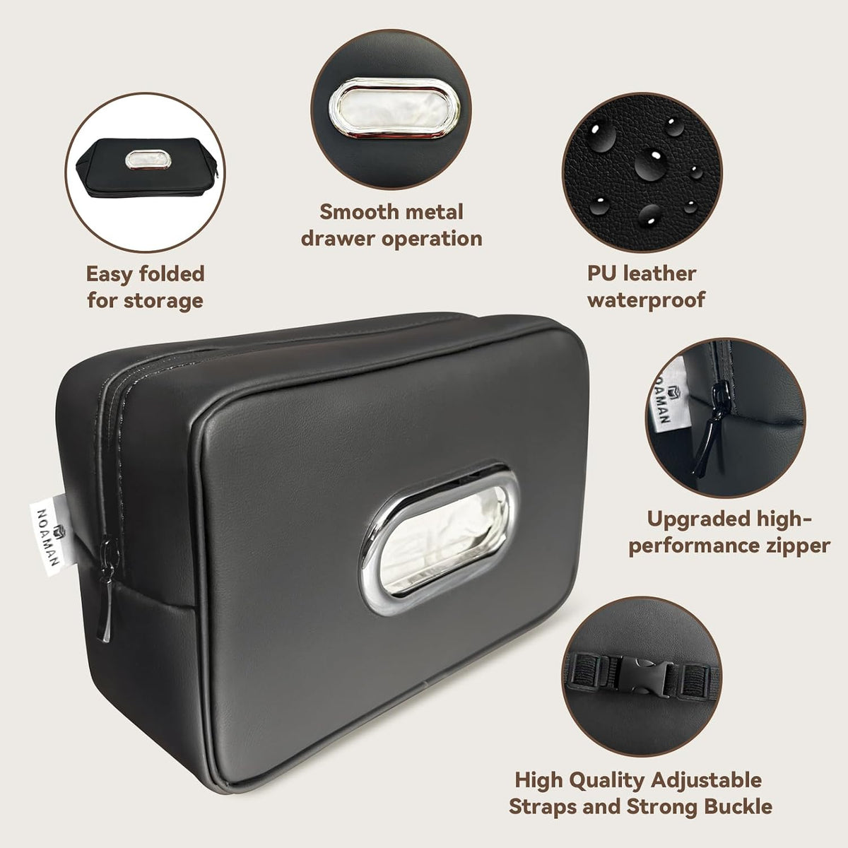 Noaman 2Pack Car Tissue Holder Leather, Car Kleenex or Napkin Holder Black