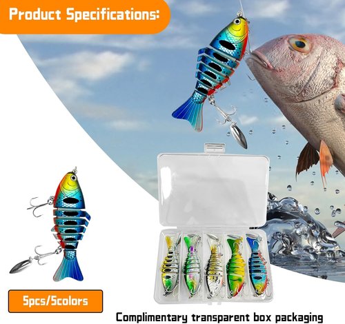 Bionic Fishing Lures - 5 PCS Jointed Swimbait for Lifelike Freshwater Bass & Trout Fishing