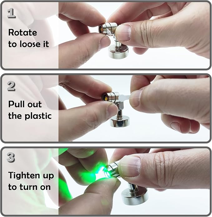 Metal Miniature LED Lights,Tiny Spot Light with Magnet Base,Battery Operated LED Lights,Wireless Miniature Spot Light for Artwork Painting,Jewelry Showcase,DIY Hand Craft (Green)