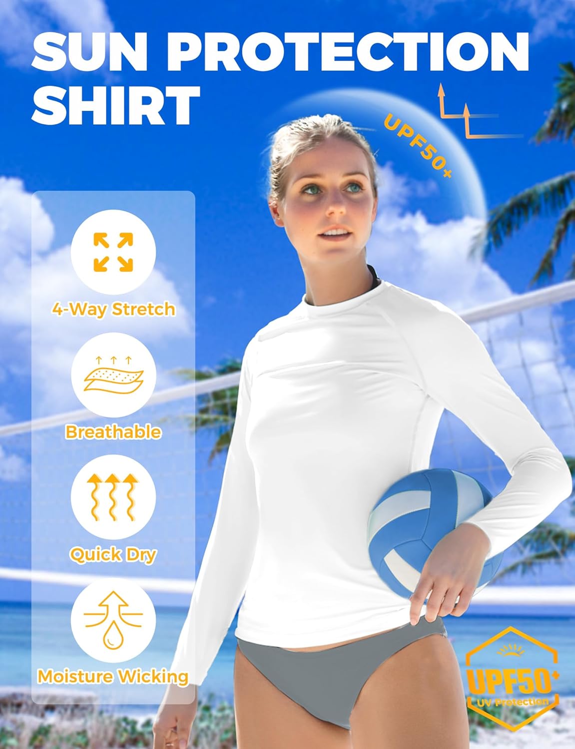 Skiennix Women's Rash Guard - UPF50+ Long Sleeve UV Protection Quick Dry Shirt for Outdoor Activities