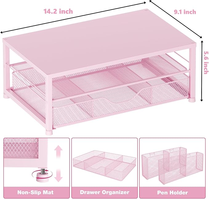 OPNICE Desk Organizers and Accessories, 2-Tier Computer Monitor Stand Riser