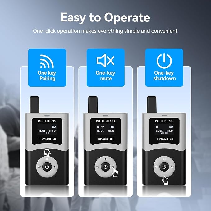 Retekess T130U Wireless Tour Guide System, 200 m, HiFi U-Band Digital Sound