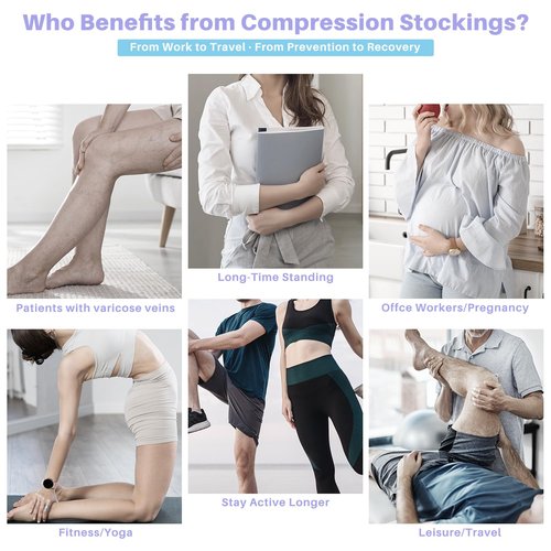 20-30 mmHg Thigh High Compression Stockings for Women, Open Toe with Stay-Up Dot-Top - Relief for Varicose Veins, DVT, Swelling, Pregnancy & Travel, Black, Large