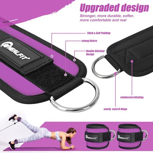 NEALFIT Ankle Strap for Cable Machine - Versatile Gym Ankle Cuff for Kickbacks & Glute Workouts