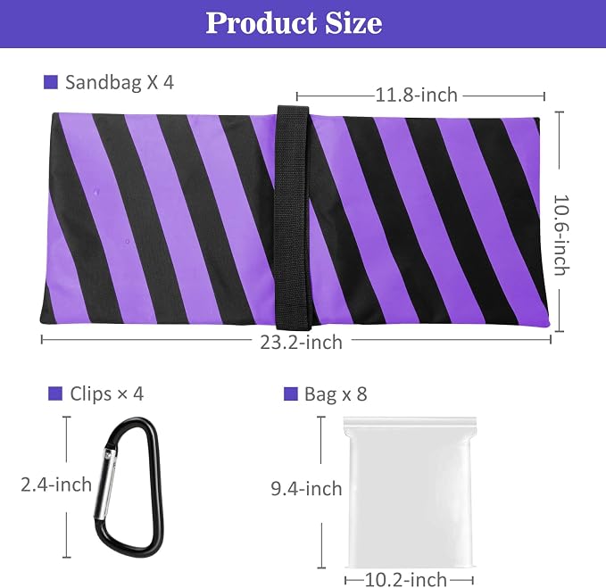 4 Packs Purple Sandbag Weight Bags
