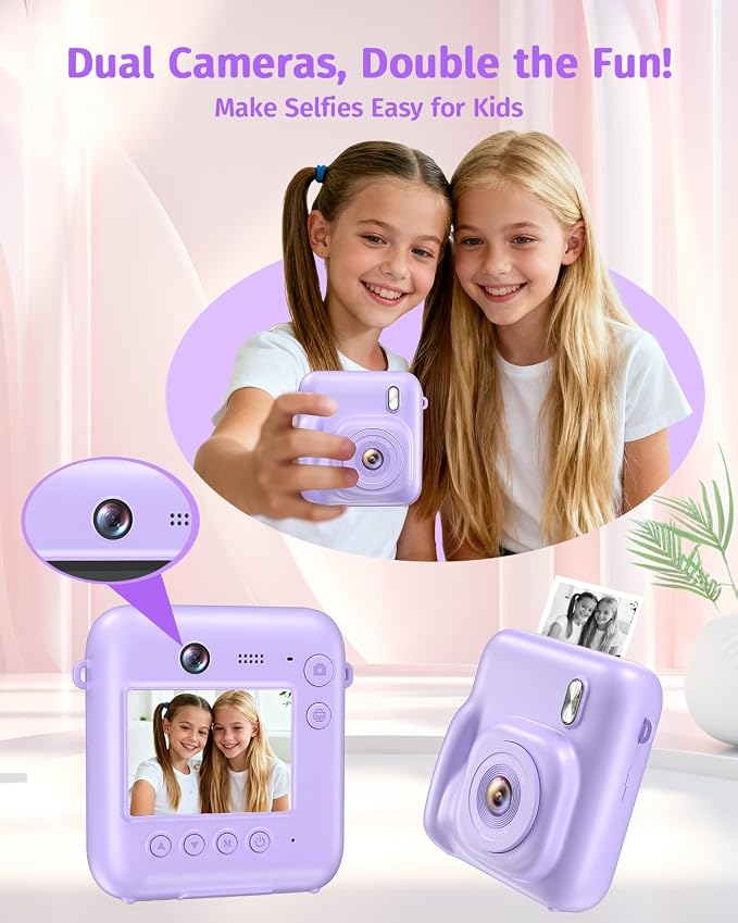 Instant Camera, Dual-Lens Kids Camera Instant Print